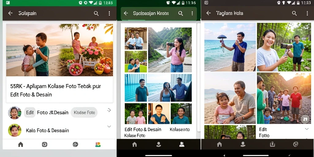 Tampilan antarmuka pengguna aplikasi Kolase Foto 55RK yang menarik.