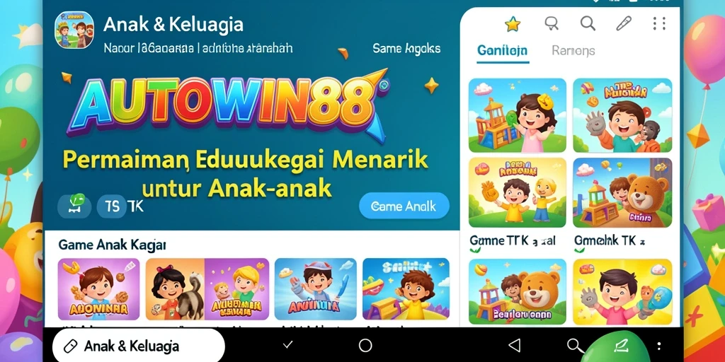 Antarmuka menyenangkan dari aplikasi Game Anak TK AUTOWIN88.