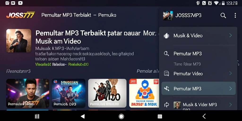Antarmuka JOSS777 yang sederhana dan modern untuk Pemutar MP3.