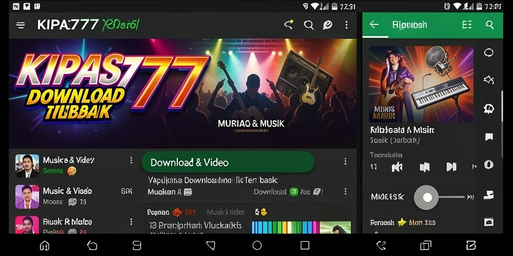 Antarmuka KIPAS777 dengan fitur Download Musik yang menarik.