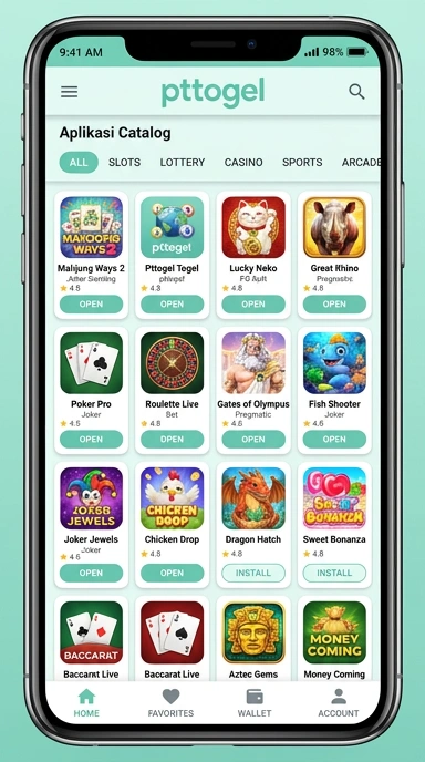 Tampilan katalog aplikasi pttogel