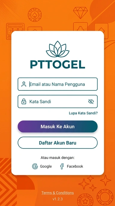 Tampilan halaman login pttogel