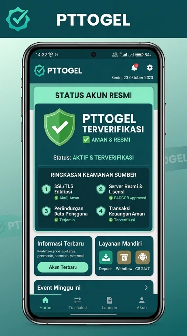 Tampilan kanal resmi pttogel