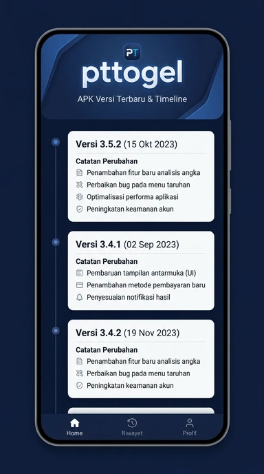 Tampilan riwayat versi pttogel